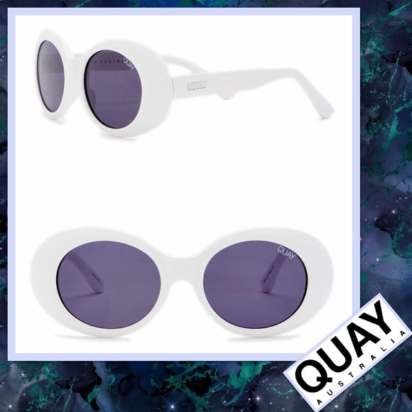 Quay Australia White Oval Sunglasses with Dark Lenses main image 4